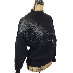 Vintage Gloria Furman Embellished Sweater Black